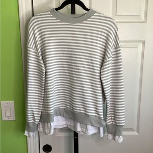 SALE - Gray & White Striped Sweatshirt, size Small, NWOT